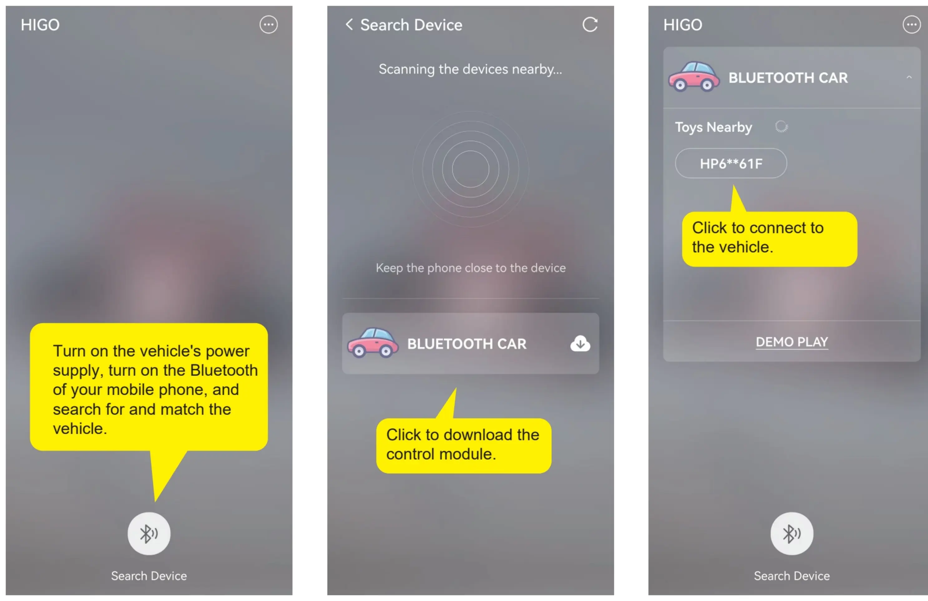 Bluetooth app connection steps