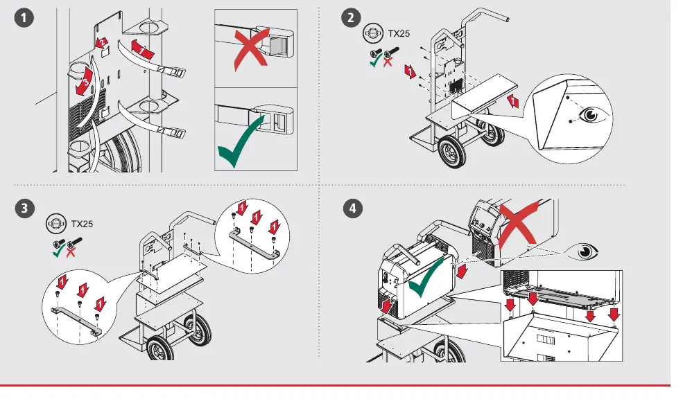 Assembly of the power source onto the transport cart