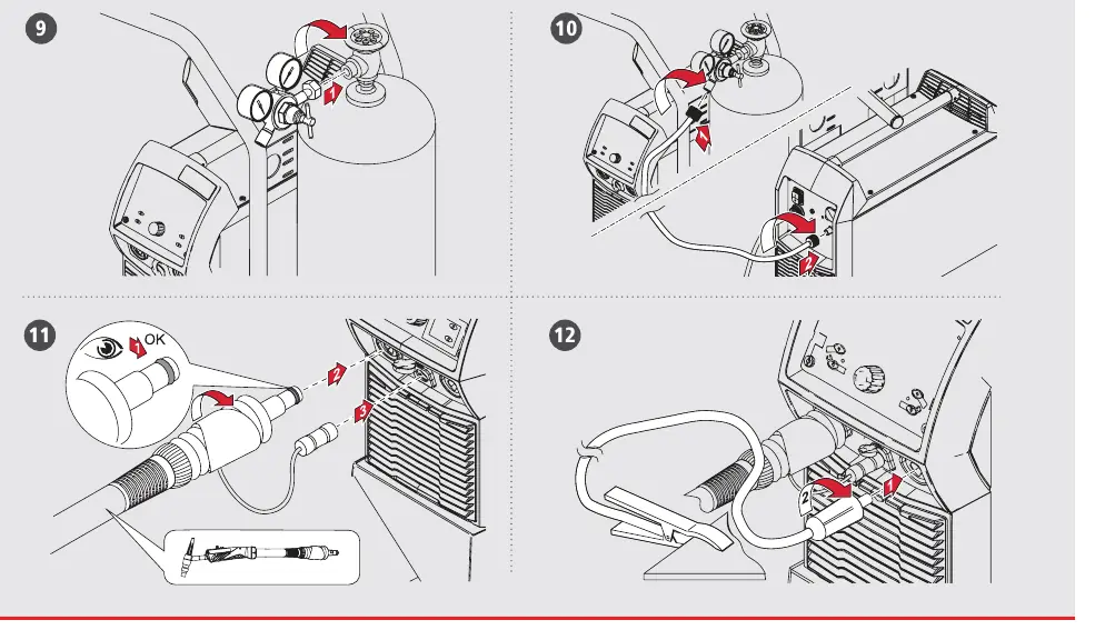 Connecting gas and welding cables
