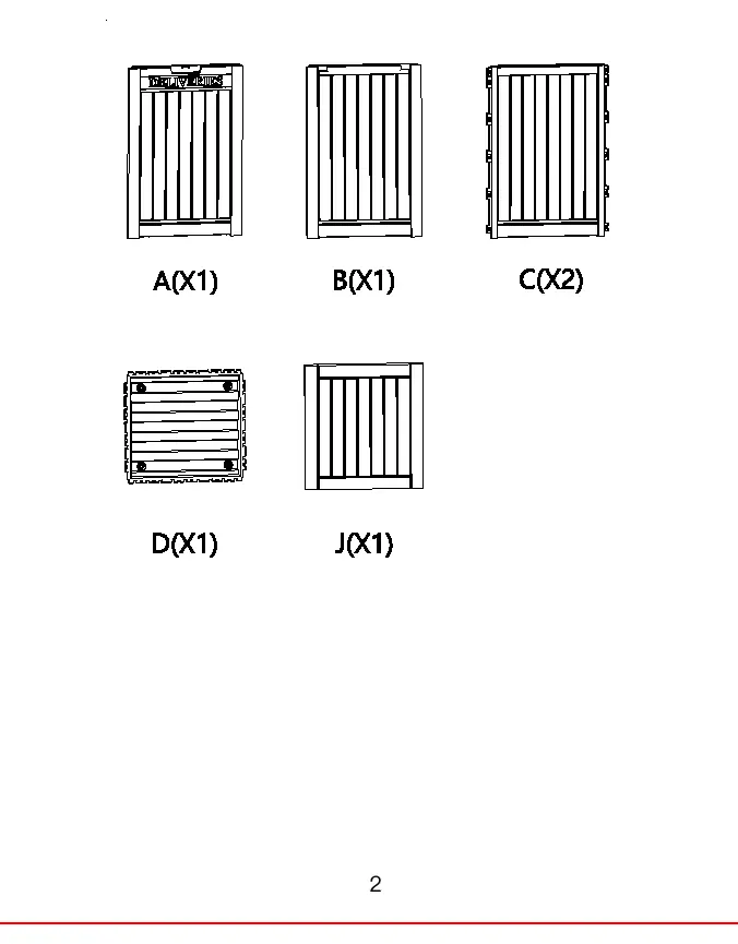 Parts list for the 190L storage box