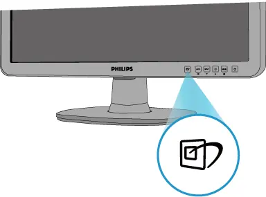 Locating the SmartImage button on the monitor bezel.