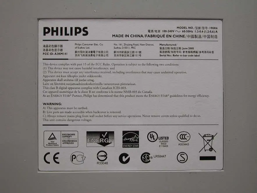 Product label and safety specifications