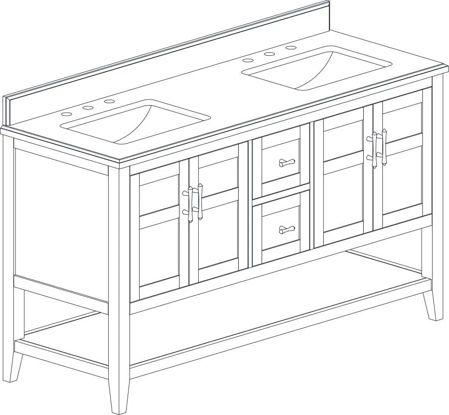 Sturgess 61-inch open shelf double vanity
