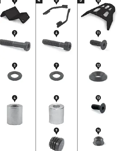 Parts identification for the mounting kit