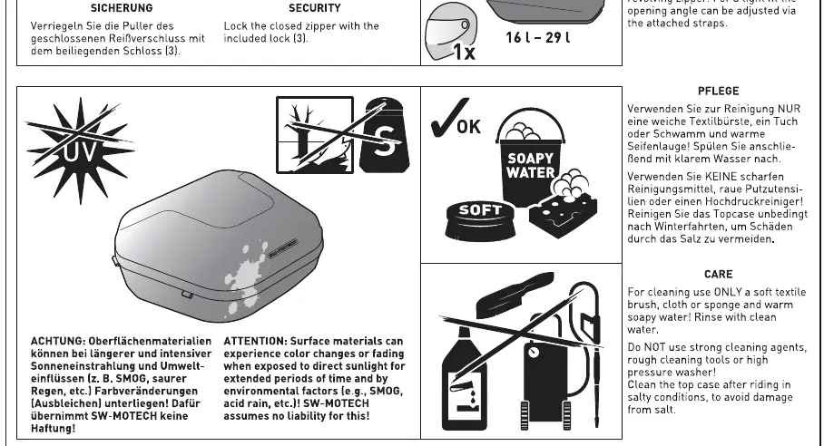 Cleaning and care instructions.