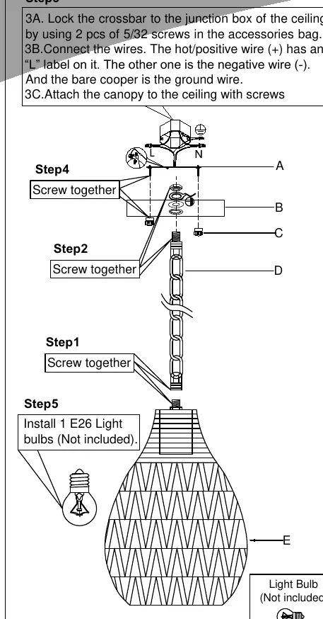 Assembly and installation steps for the chandelier.