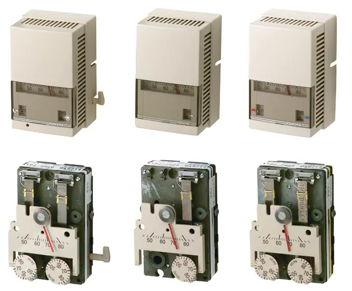Various models of POWERS pneumatic thermostats