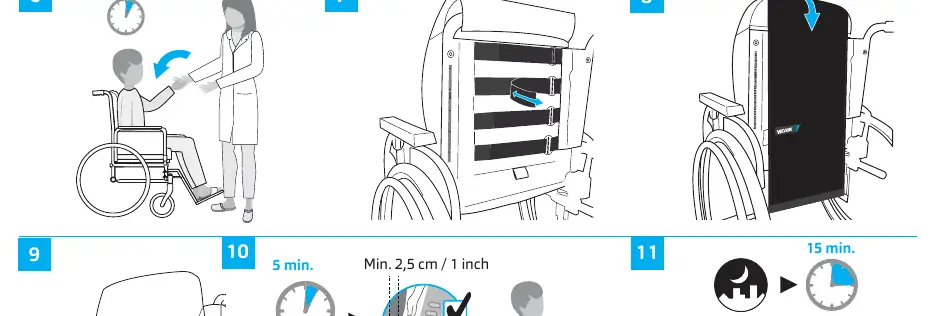 Adjustment and tightening steps (6-8).