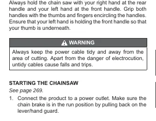 Checking and operating the chain brake