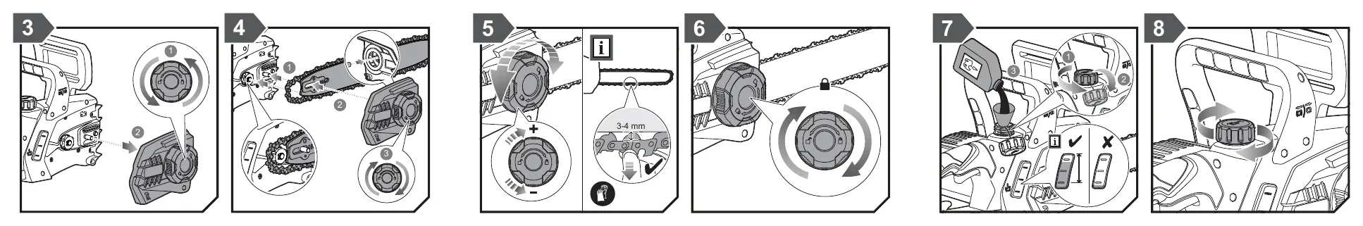 Assembling the saw chain and guide bar