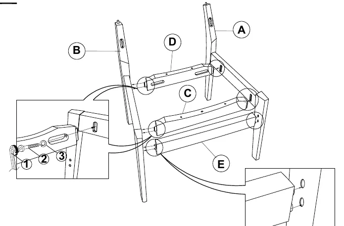 Step 1: Assembling the leg frames and rails.