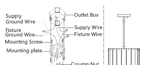 Wiring diagram showing ground, white, and black wire connections.