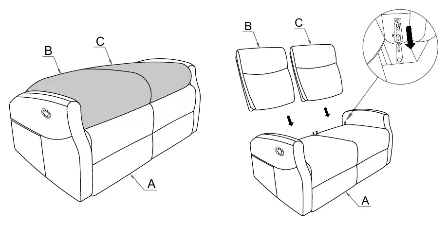 Step 1: Attaching the back rests to the seat