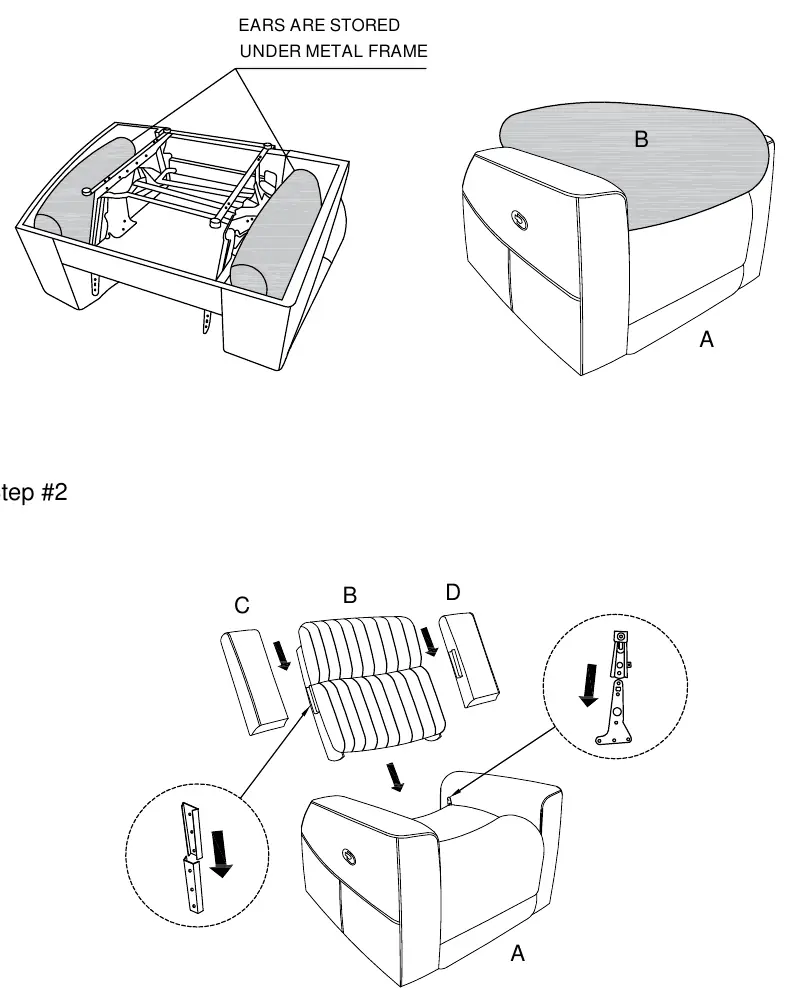 Step 1 and Step 2 assembly diagrams