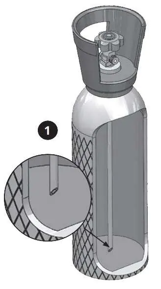 CO2 tank with siphon tube
