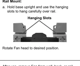 Hanging slots for rail mounting