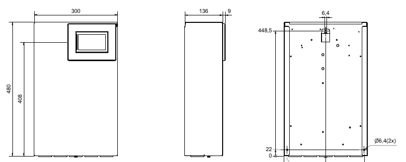 Dimensions of the wall-mounted heat pump manager