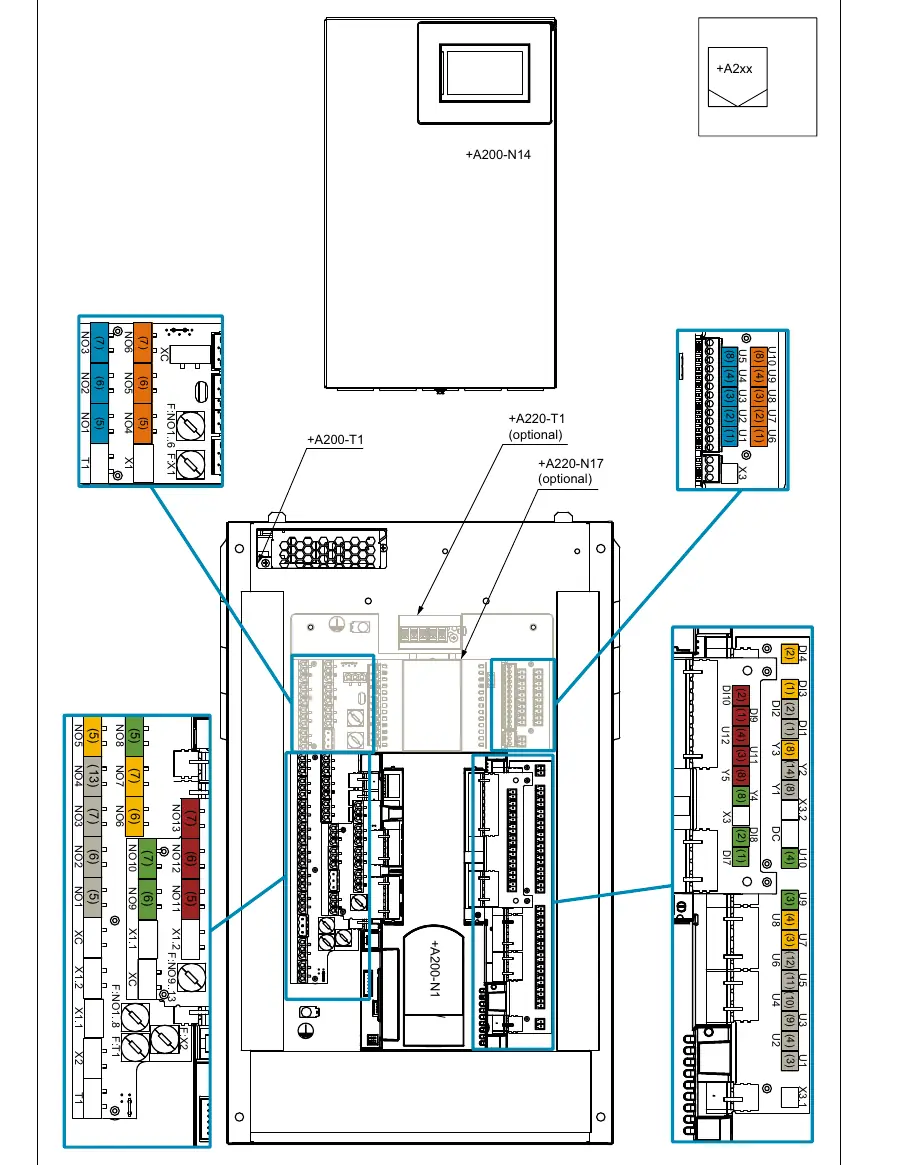Wiring diagram for the wall-mounted heat pump manager.