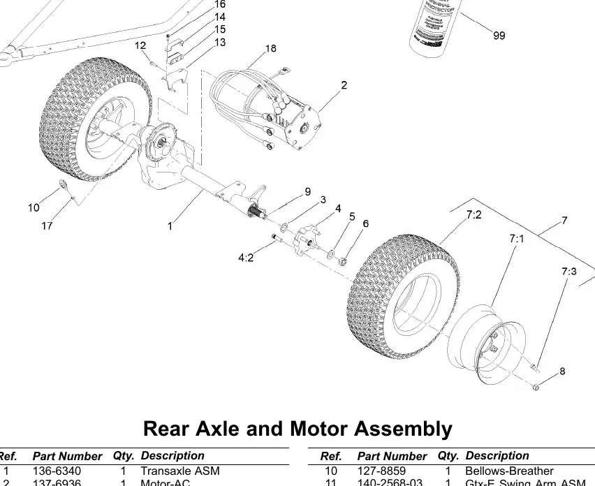 Rear Axle and Motor Assembly