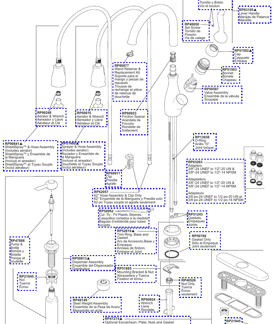 Exploded view diagram of Delta Faucet models 19978-DST, 9178-DST, and 9678-DST showing all replacement parts.