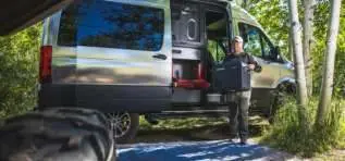 Portable Dometic fridge for outdoor use