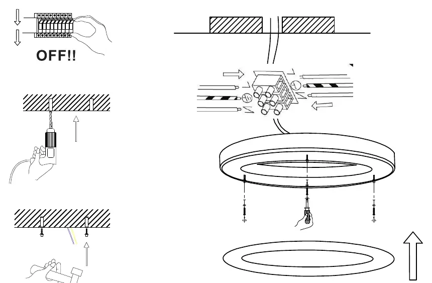Installation steps for the Immax NEO PASTEL SLIM ceiling light