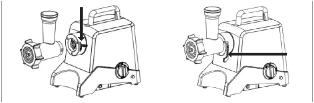 Attach the grinding head to the motor unit and secure it with the locking lever.