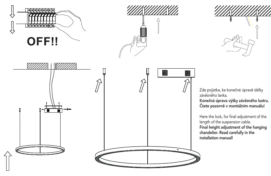 Installation and wiring diagram for the chandelier.