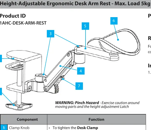 Component diagram identifying parts 1 through 7.