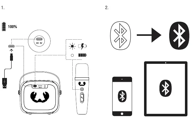 Charging and Bluetooth connection steps
