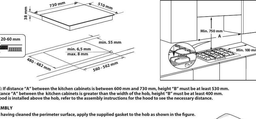 Installation dimensions and distances