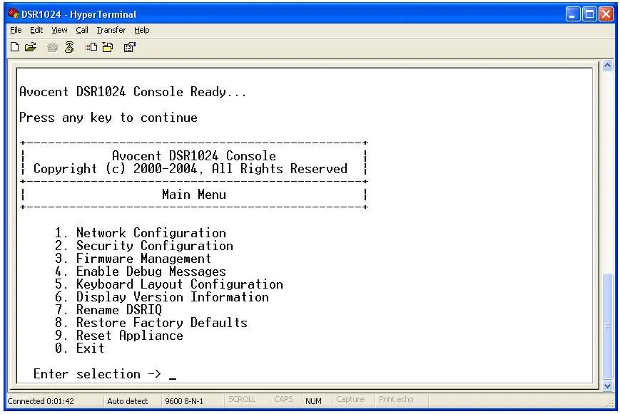 Console Main Menu