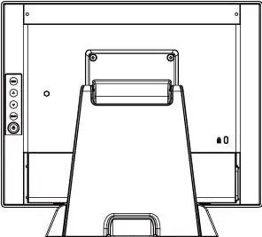Rear view of the monitor with the stand attached.