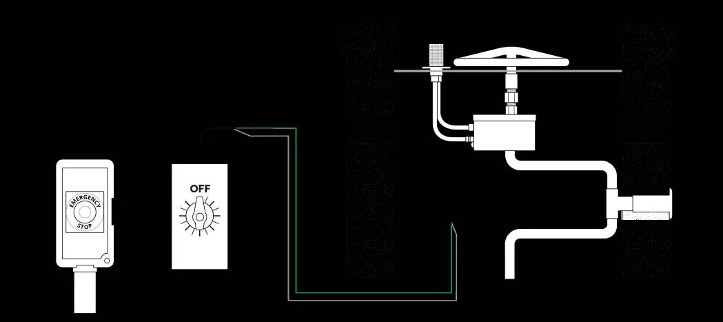 Alternative wiring configuration with an emergency stop switch.