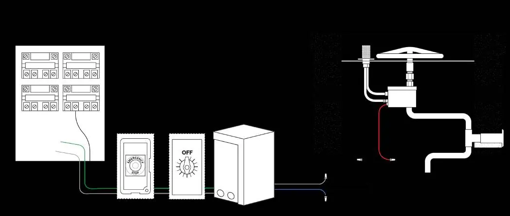 Wiring diagram incorporating an emergency stop switch.