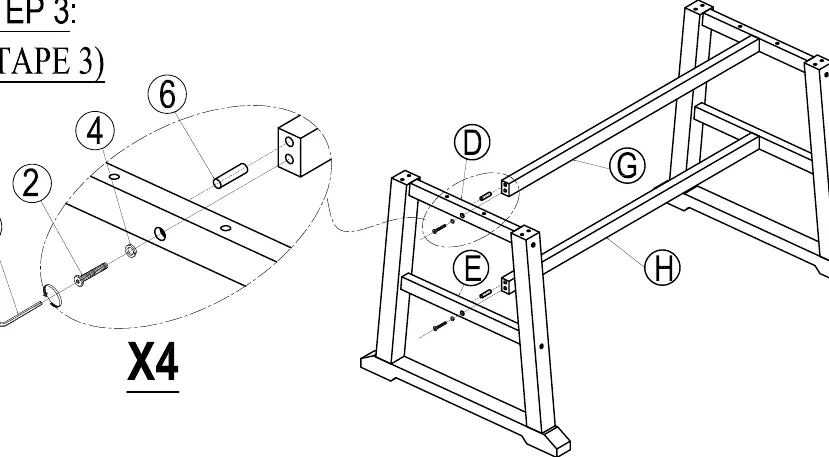 Dining Table Step 3: Connecting the leg assemblies.