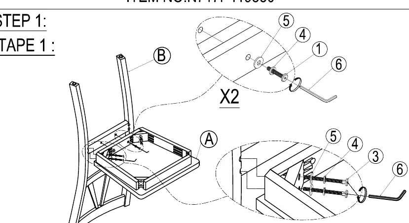 Dining Chair Step 1: Attaching the seat frame to the back frame.