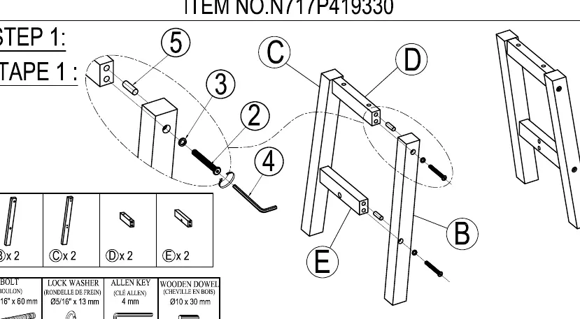 Dining Bench Step 1: Assembling the leg frames.