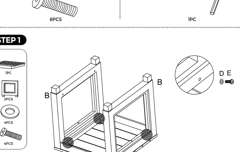 Step 1: Attaching legs to the upper part.