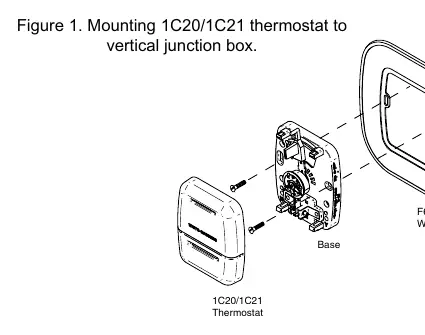 Mounting 1C20/1C21 thermostat to a vertical junction box.