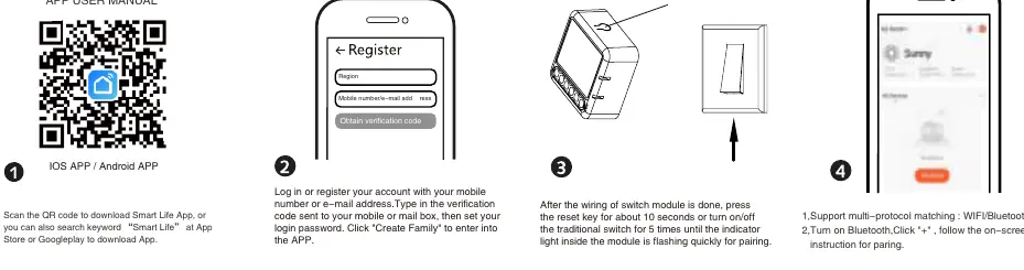 App setup and device pairing steps.