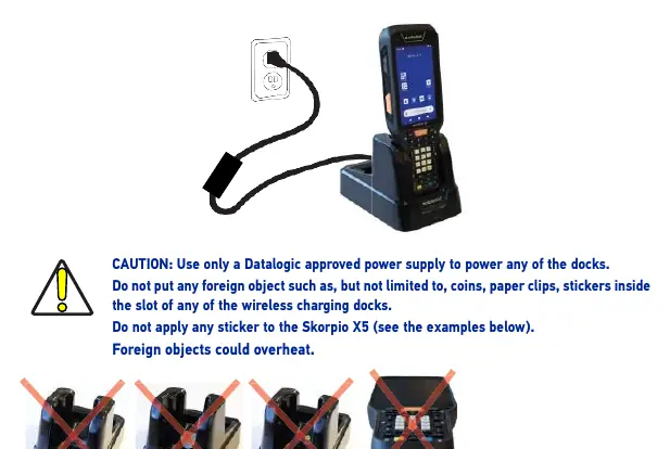 Charging the device using the optional dock.