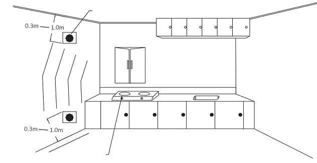 Illustration of a suitable installation for gas detectors