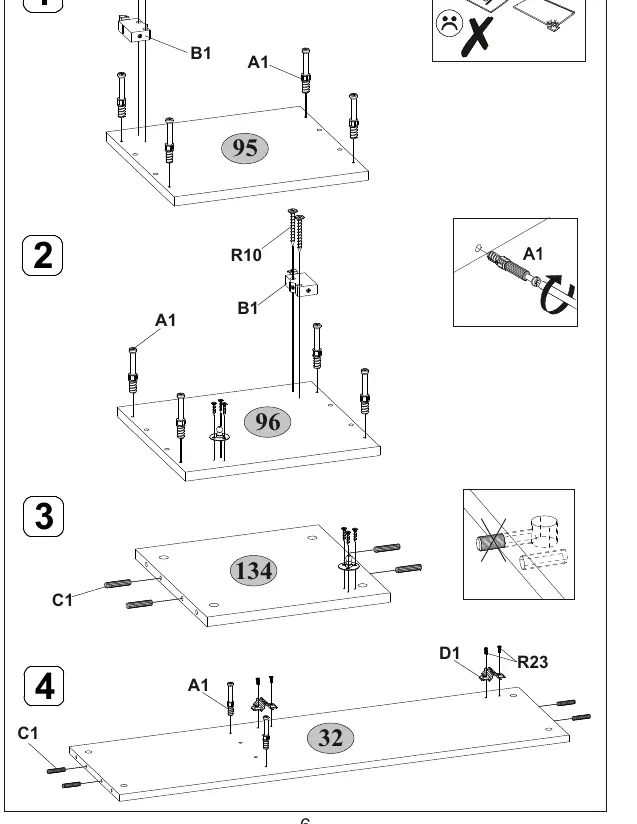Assembly steps 1-4