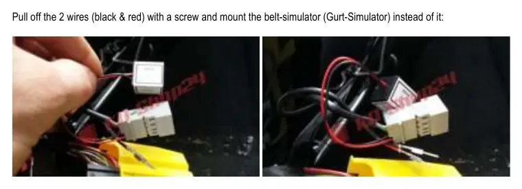 Removing wires and installing belt-simulator