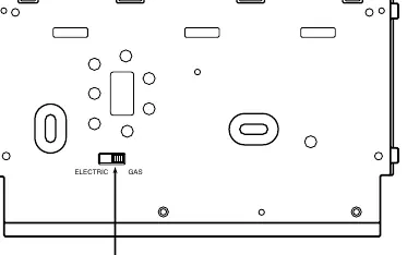 Electric/Gas switch location on the back of the thermostat base.