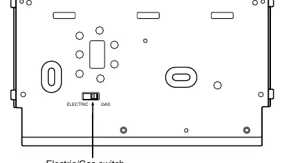Figure 1. Back of thermostat base showing Electric/Gas switch