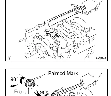 Connecting rod cap bolt tightening sequence