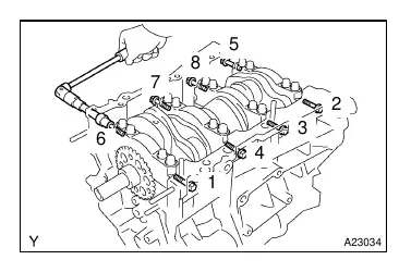 Crankshaft main bearing cap bolt removal sequence
