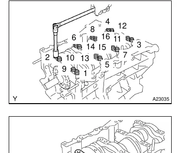 Main bearing cap bolt removal sequence